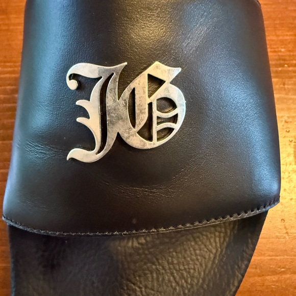 John Galliano Black Pool Slide Sandals - 9 - Picture 9 of 9